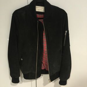 Maison Kitsune Black Suede Bomber